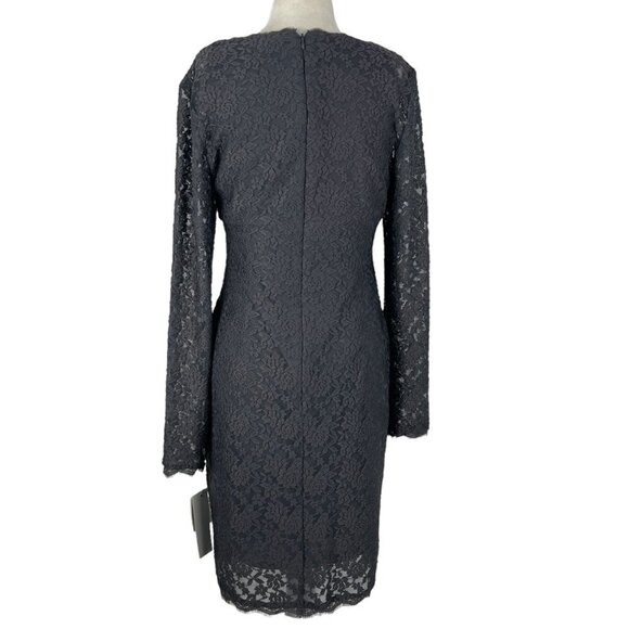 Adrianna PAPELL GREY LACE EVENING DRESS V-NECK NEW WITH TAG SIZE 8 - Picture 7 of 15